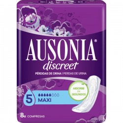 Ausonia discreet 5 gotas maxi 8 compresas